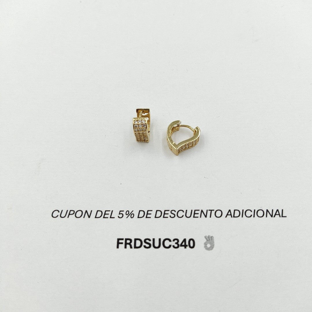ARETES ARRACADAS CORAZON C CIRCONIAS 14K 2.1 GR (NUEVO)
