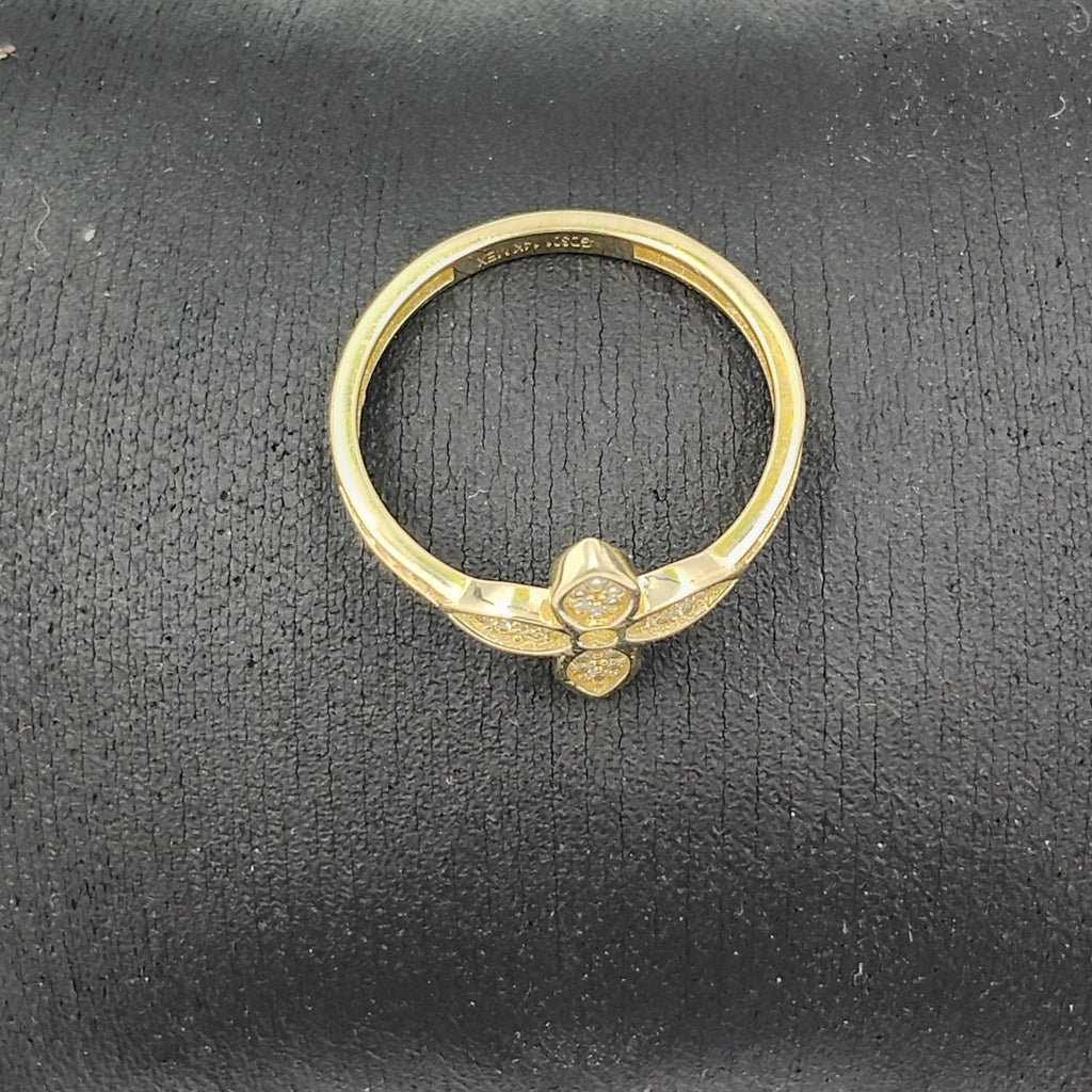 ANILLO ANILLITO FLOR C CIRCONIAS 14K 7 TALLA 1.9 GR (NUEVO)
