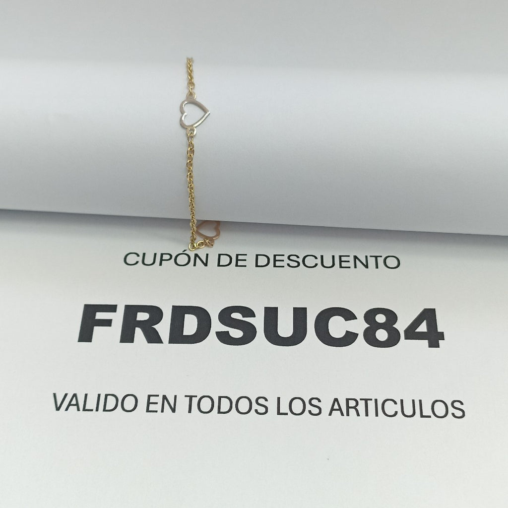 PULSERA ESPECIAL CON CORAZONES 10K 18 CM 1.3 GR (NUEVO)