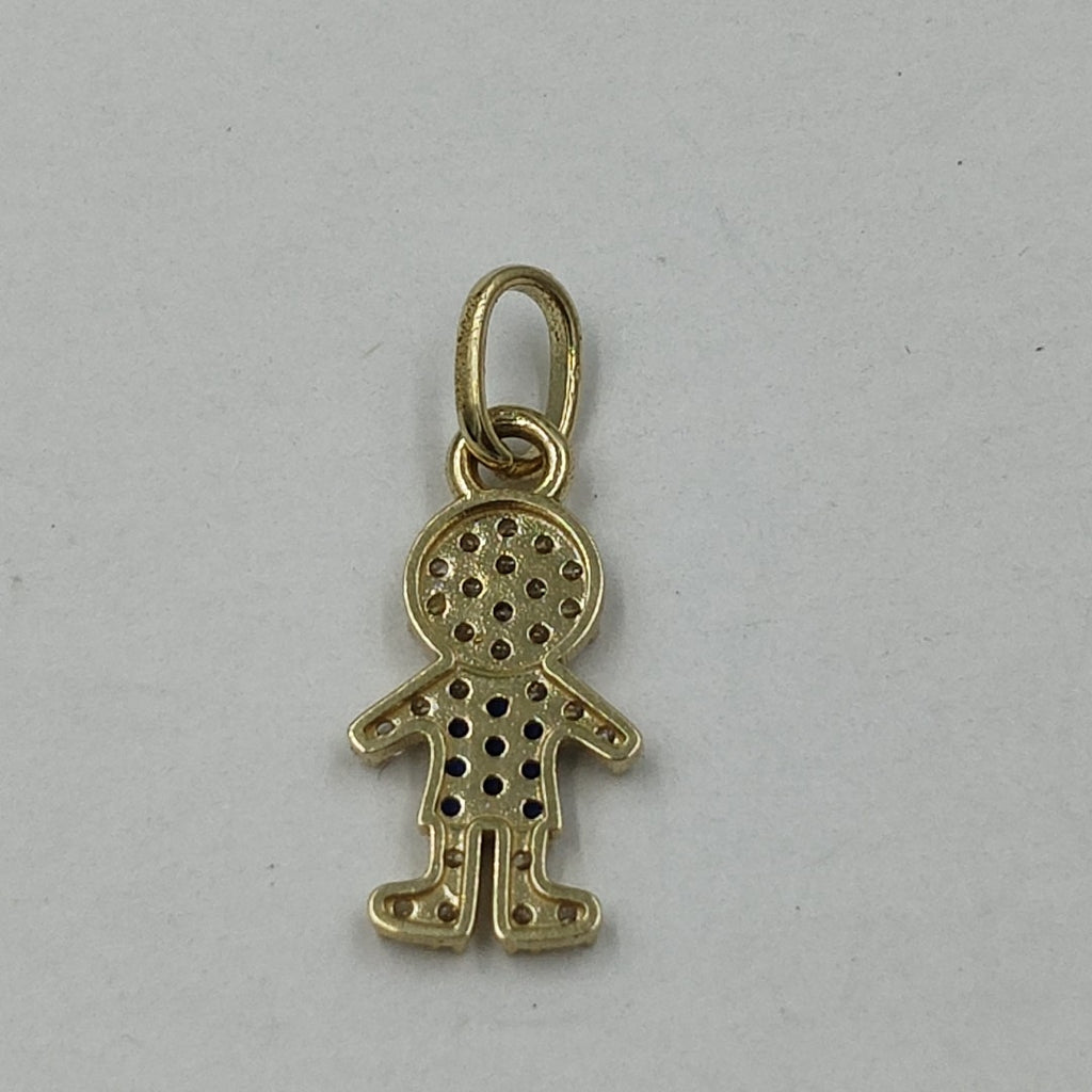 DIJE NIÑO CON CIRCONIAS Y PIEDRAS DE COLOR 10K 0.8 GR (NUEVO)