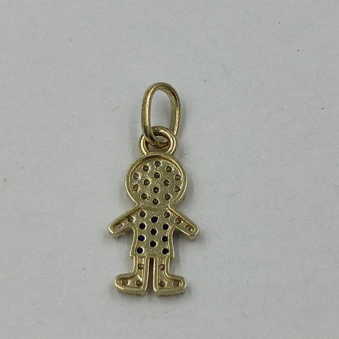 DIJE NIÑO CON CIRCONIAS Y PIEDRAS DE COLOR 10K 0.8 GR (NUEVO)