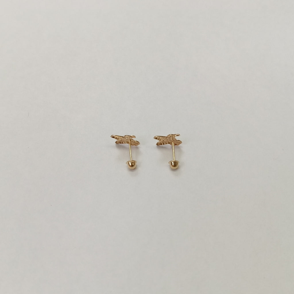 BROQUELES BROQUEL FIG COLIBRI ESMALTE VERDE 14K 0.2138 GR (NUEVO)