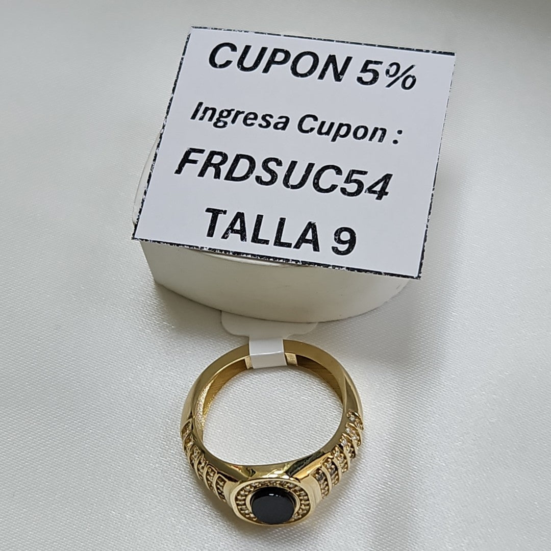 ANILLOS CON ONIX Y CIRCONIAS 14K TALLA 11.5 5.3 GR (NUEVO)