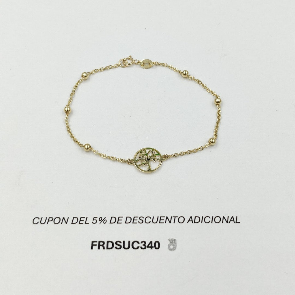PULSERA TEJIDO ESPECIAL ARBOL 14K 18 CM 1.7 GR (NUEVO)