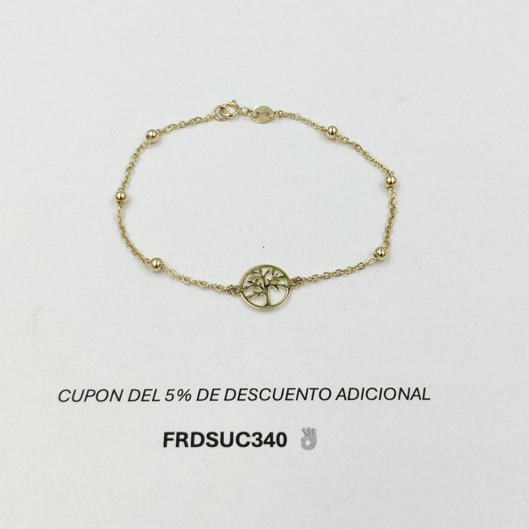 PULSERA TEJIDO ESPECIAL ARBOL 14K 18 CM 1.7 GR (NUEVO)