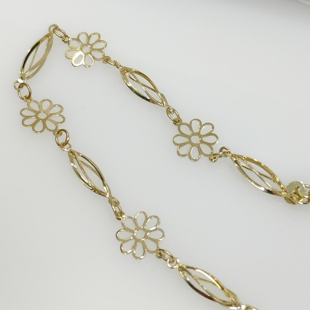 PULSERA ESPECIAL CON FLORES 14K 18 CM 2.6 GR (NUEVO)