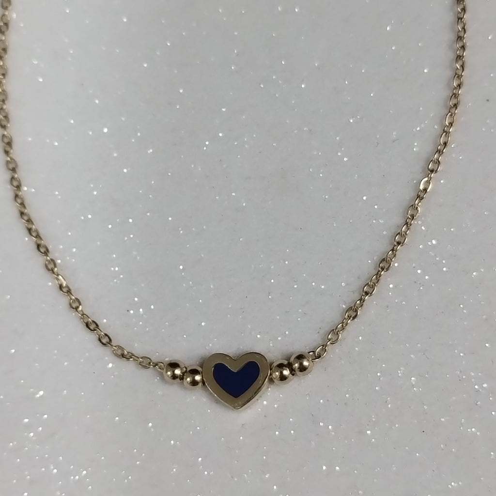 PULSERA TEJIDO ESPECIAL CON FIGURA CORAZON CON ESMALTE AZUL 14K 18 CM 2 GR (NUEVO)