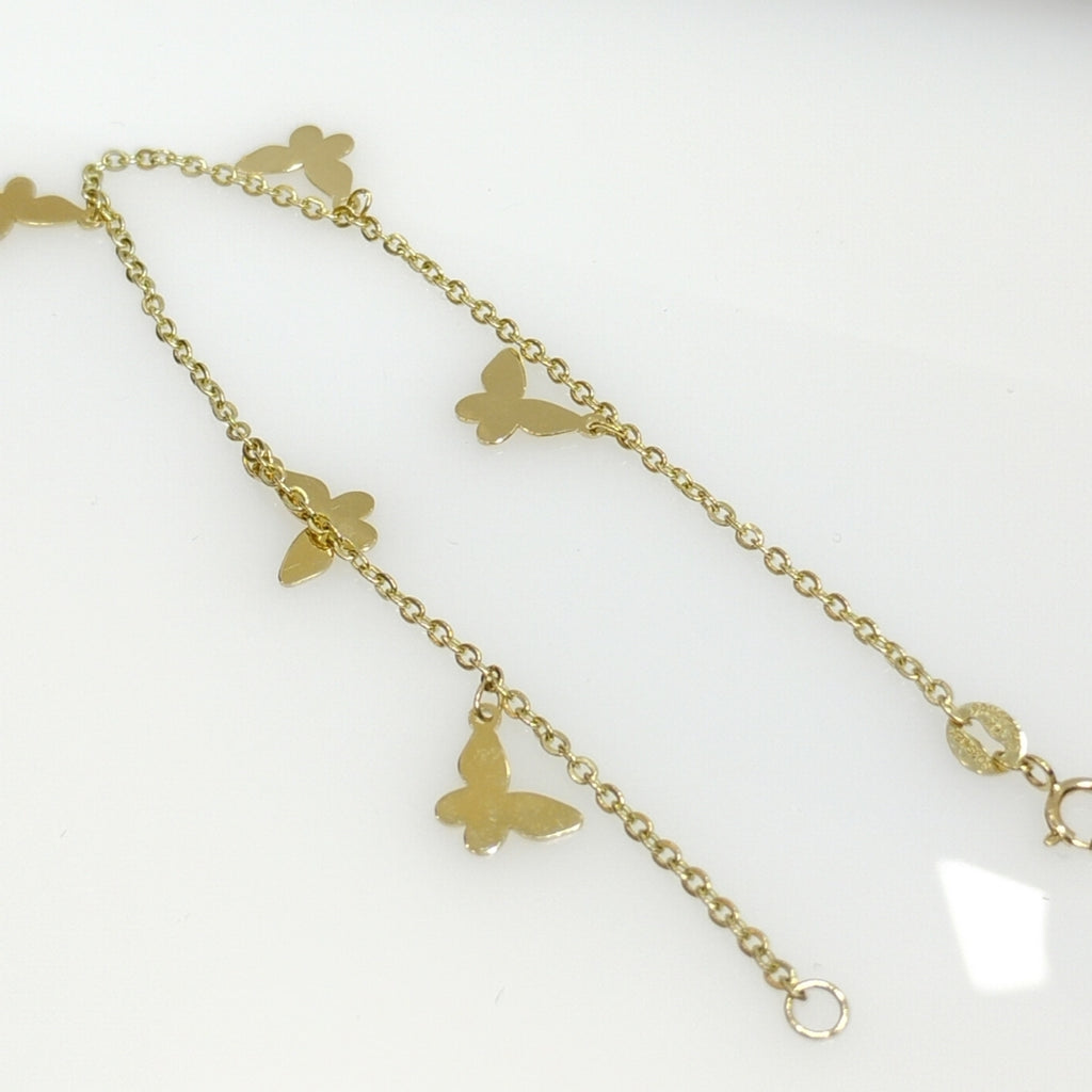 PULSERA ESPECIAL CON MARIPOSAS 14K 18 CM 2.1 GR (NUEVO)