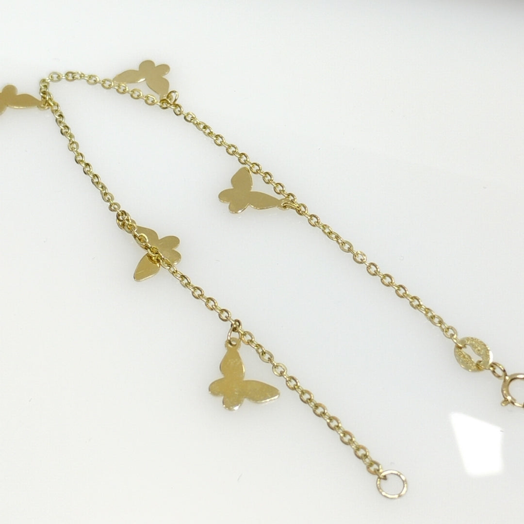 PULSERA ESPECIAL CON MARIPOSAS 14K 18 CM 2.1 GR (NUEVO)