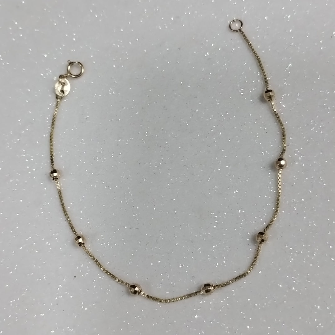 PULSERA ESPECIAL CON BOLITAS 14K 18 CM 1.4 GR (NUEVO)