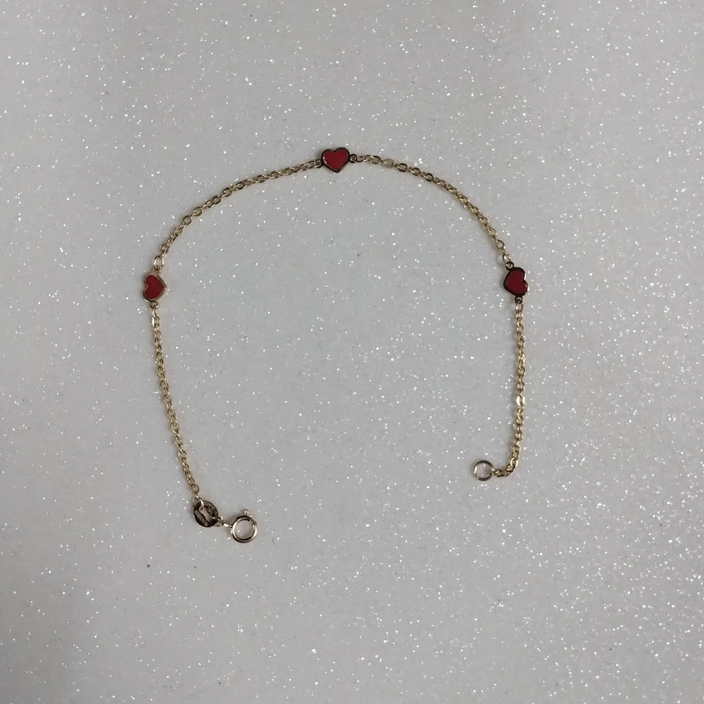 PULSERA ESPECIAL CON CORAZONES 14K 18 CM 1.4 GR (NUEVO)