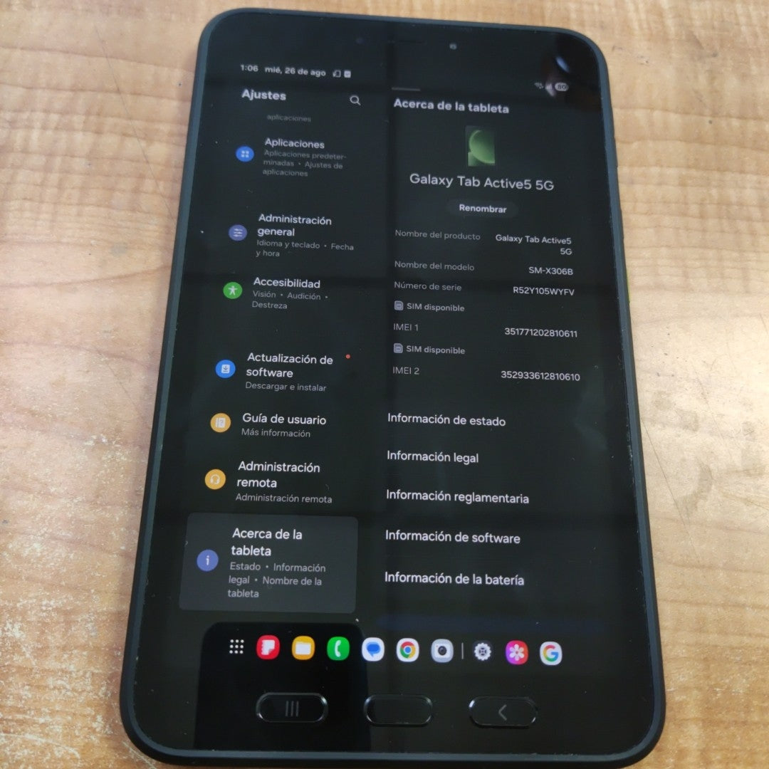 TABLETA SAMSUNG GALAXY TAB ACTIVE 5 SM-X306B 128 GB 6 GB RAM (SEMINUEVO)