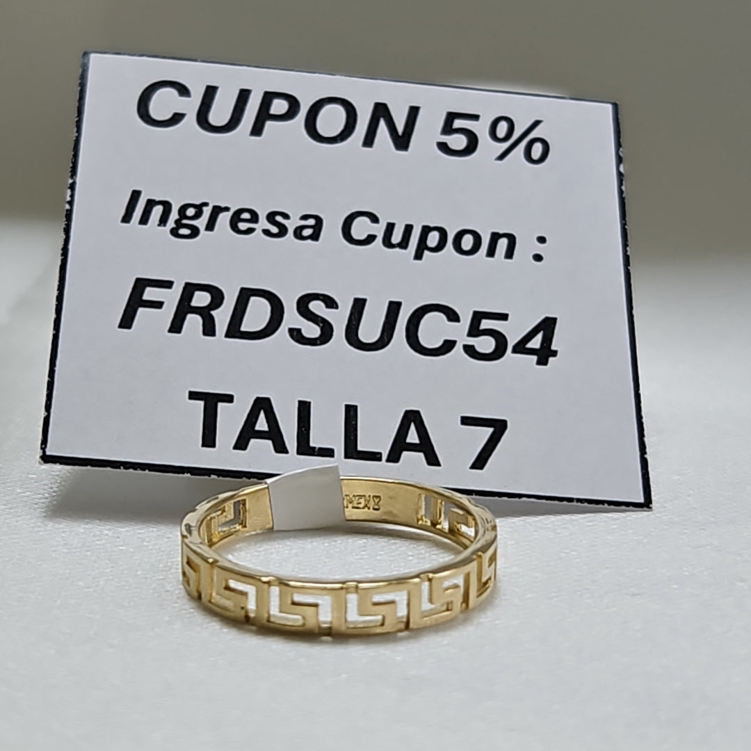 ANILLO ARGOLLA C GRECAS 14K 7 TALLA 1.4 GR (NUEVO)