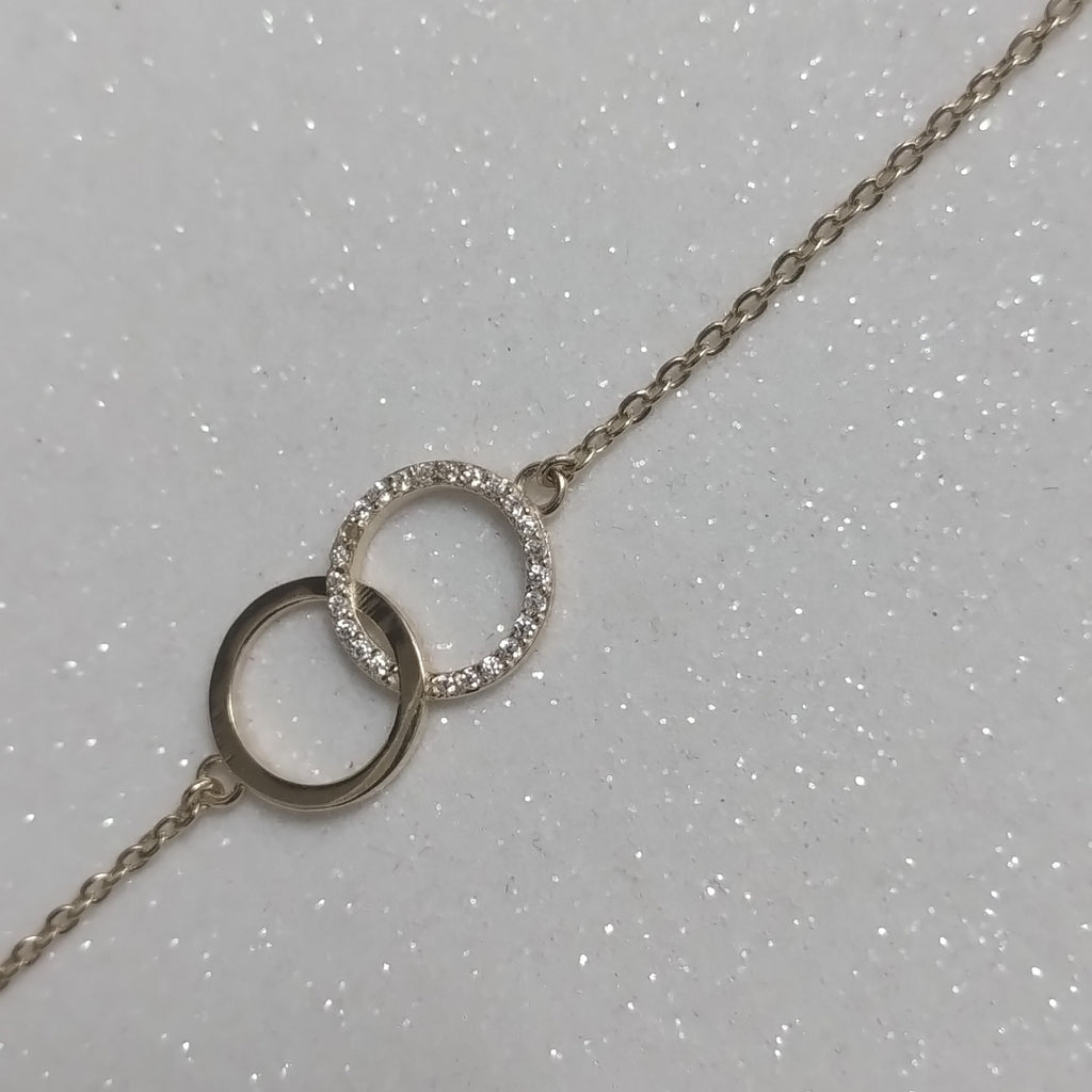 PULSERA TEJIDO ESPECIAL FIG AROS UNIDOS C CIRCS 14K 18 CM 2.1 GR (NUEVO)