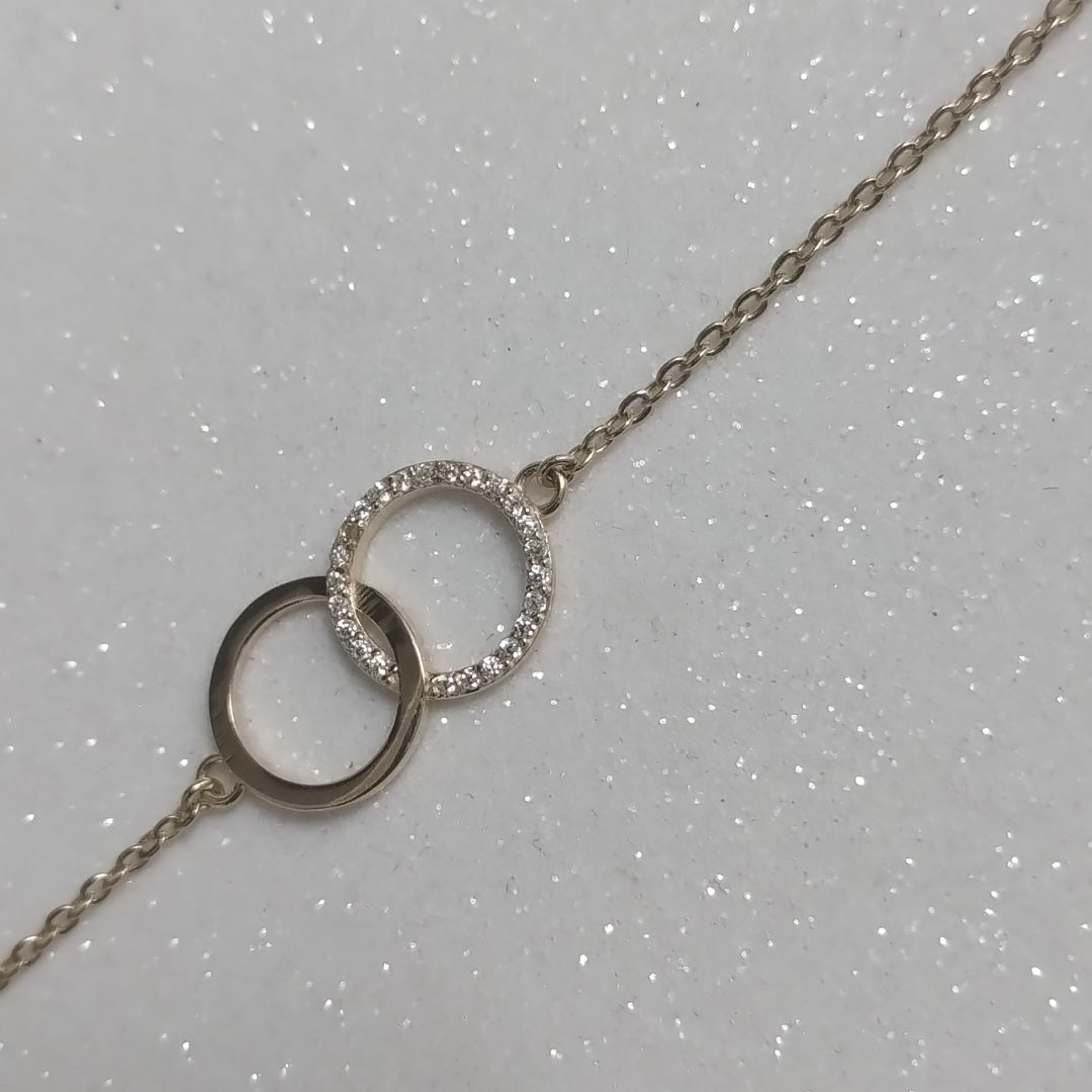 PULSERA TEJIDO ESPECIAL FIG AROS UNIDOS C CIRCS 14K 18 CM 2.1 GR (NUEVO)