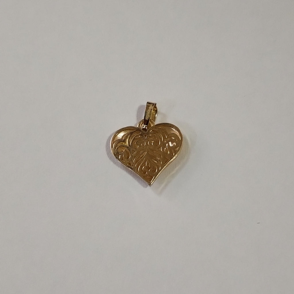DIJE TEJIDO CORAZON LABRADO COMBINADO 14K 1.2 GR (NUEVO)