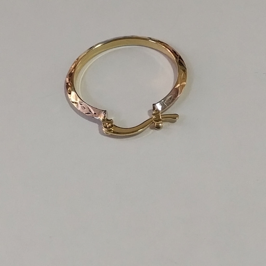 ARETES TEJIDO ARRACADAS BISELADAS COMBINADAS 14K 1.3 GR (NUEVO)