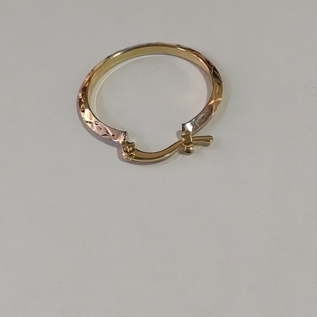 ARETES TEJIDO ARRACADAS BISELADAS COMBINADAS 14K 1.3 GR (NUEVO)