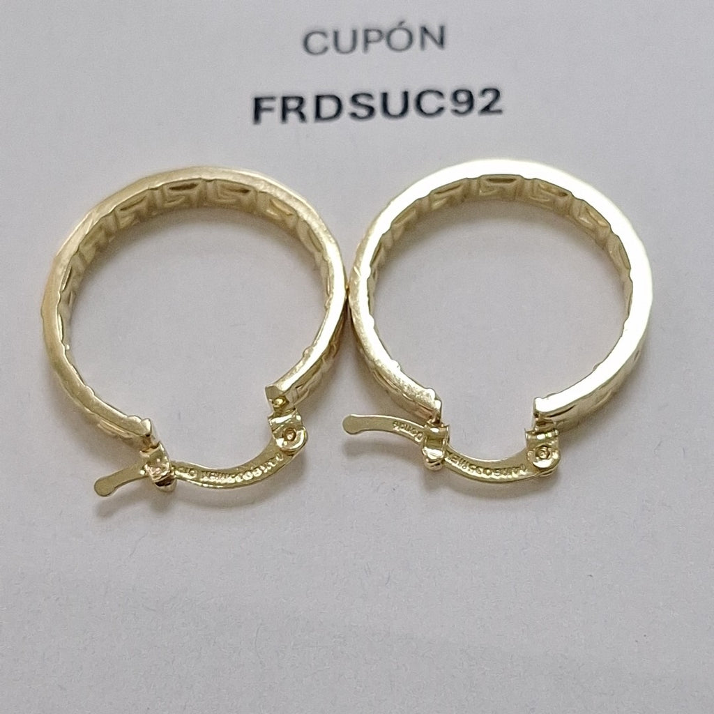 ARETES TEJIDO ARRACADAS TIPO GRECAS 14K 2.1 GR (NUEVO)