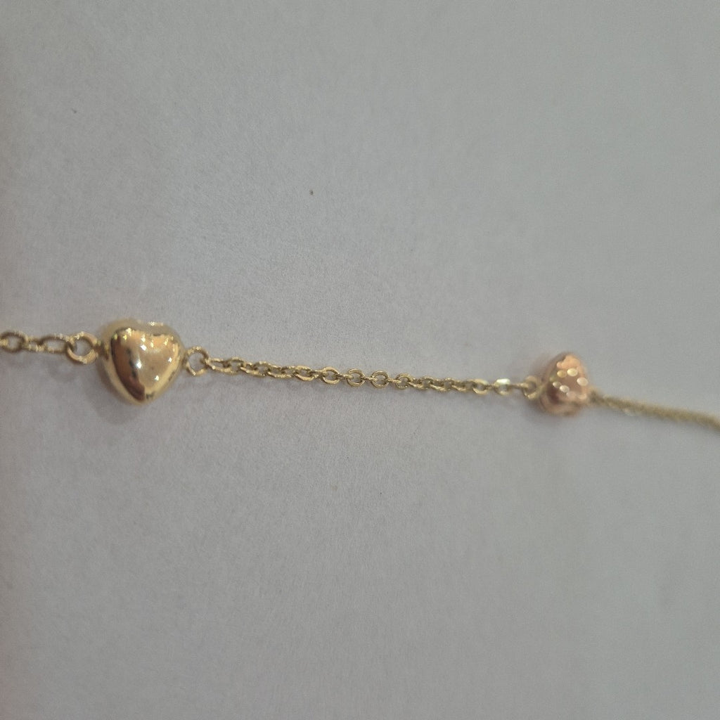 PULSERA ESP CON CORAZONES COMBINADOS 14K 18 CM 1.6 GR (NUEVO)