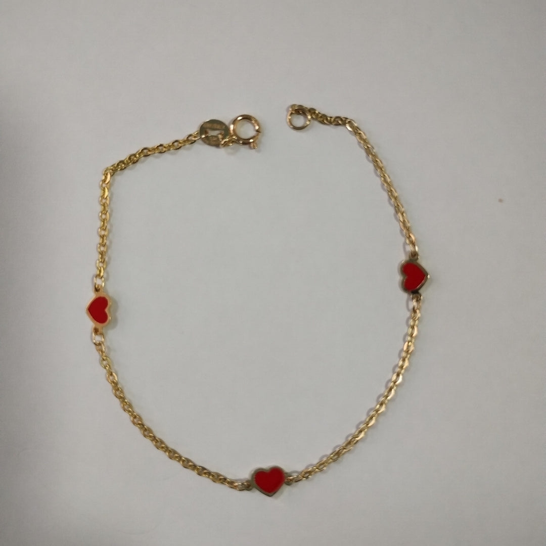 PULSERA ESPECIAL CON CORAZONES 14K 18 CM 1.4 GR (NUEVO)