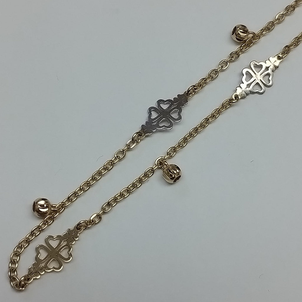 PULSERA ESPECIAL CON TREBOL 14K 18 CM 1.8 GR (NUEVO)