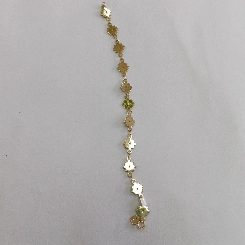 PULSERA ESPECIAL FLORES CON ESMALTE 14K 18 CM 4.5 GR (NUEVO)