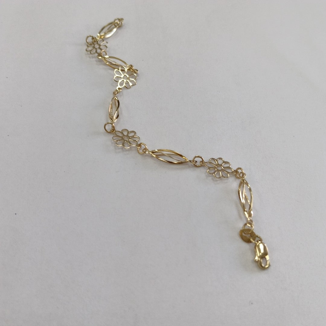 PULSERA ESPECIAL CON FLORES 14K 18 CM 2.6 GR (NUEVO)