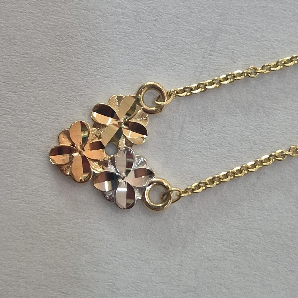 CADENA TEJIDO GARGANTILLA ESPECIAL C FLORES 14K 45 CM 2.9 GR (NUEVO)