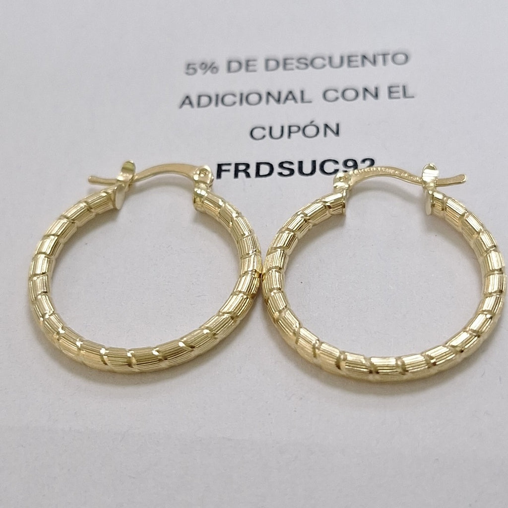 ARETES ARRACADAS LABRADAS 14K 3.2 GR (NUEVO)