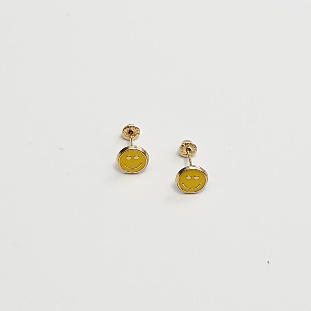 BROQUELES BROQUEL FIG SONRISA ESMALTE AMARILLO 14K 0.2074 GR (NUEVO)