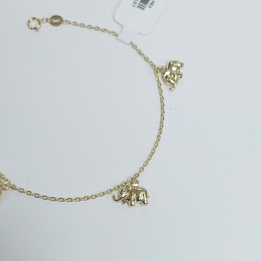 PULSERA ESPECIAL CON DIJES ELEFANTES 10K 18 CM 2.1 GR (NUEVO)