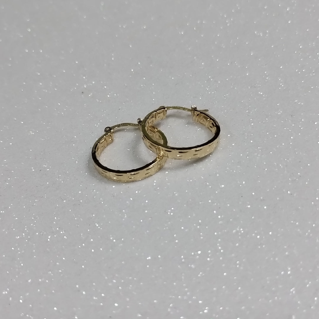 ARETES TEJIDO ARRACADAS TIPO GRECAS 14K 2.1 GR (NUEVO)