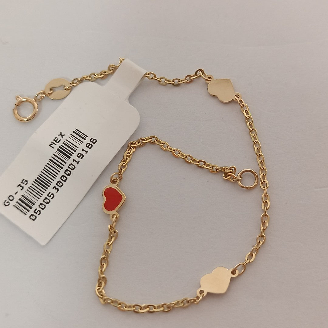 PULSERA ESPECIAL CON CORAZONES 14K 18 CM 1.3 GR (NUEVO)