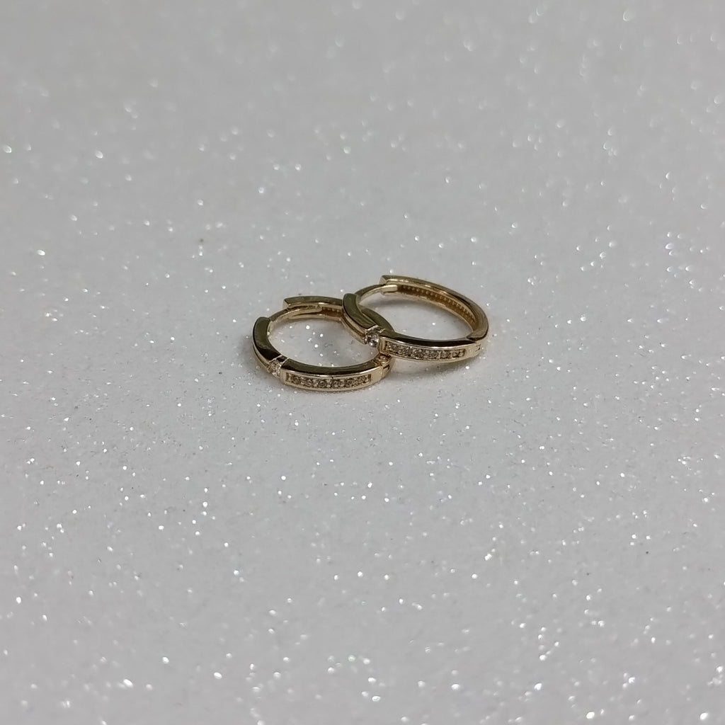 ARETES ARRACADAS C CIRCONIAS 14K 2.4 GR (NUEVO)