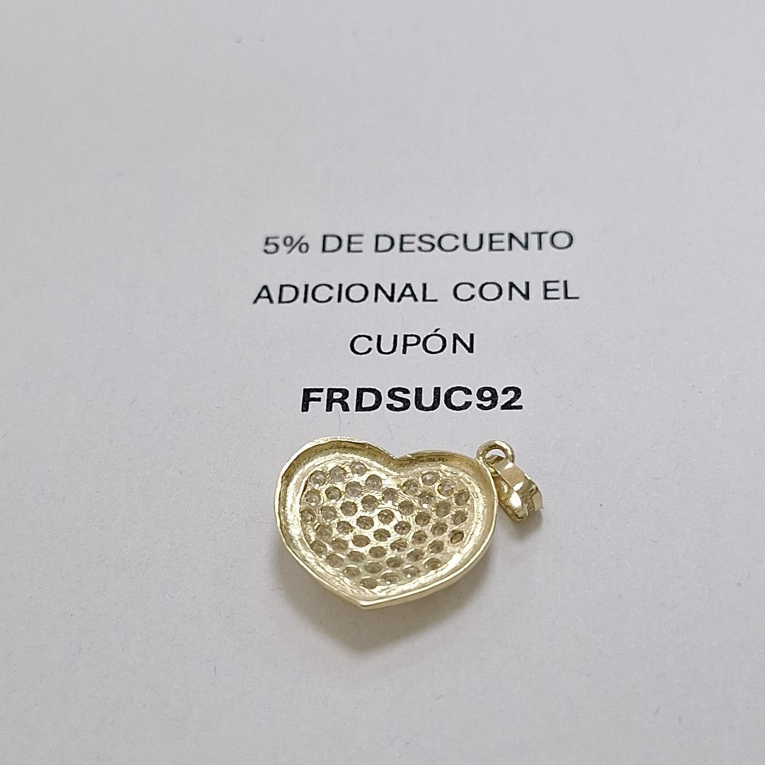 DIJE TEJIDO CORAZON CON CIRCONIAS 14K 1.8 GR (NUEVO)