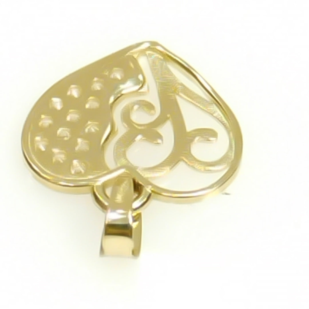 DIJE TEJIDO CORAZON CON CIRCONIAS Y ARBOL DE LA VIDA 14K 0.8 GR (NUEVO)