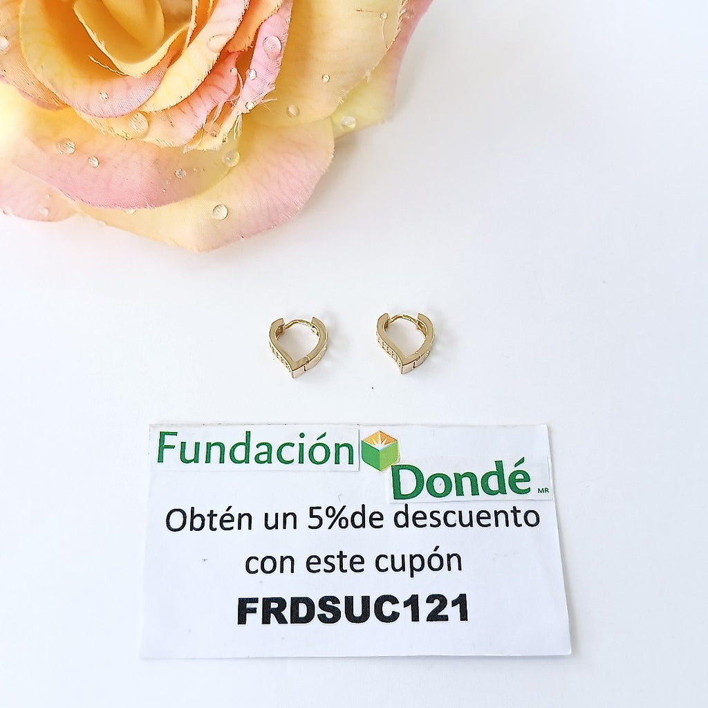 ARETES ARRACADAS CORAZON C CIRCONIAS 14K 2.1 GR (NUEVO)