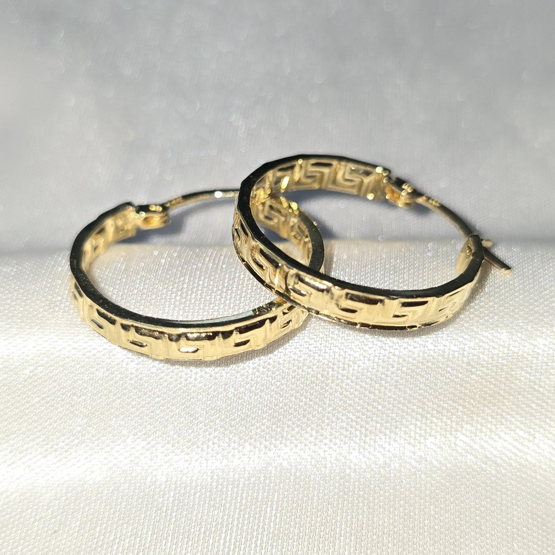 ARETES ARRACADA CON GRECAS 14K 2 GR (NUEVO)