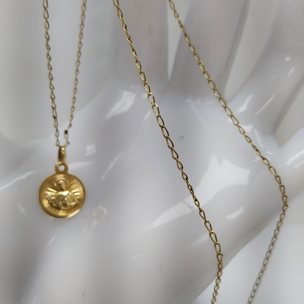 CADENA,MEDALLA RELIGIOSA ORO 10 K 1,60 GRMS (SEMINUEVO)