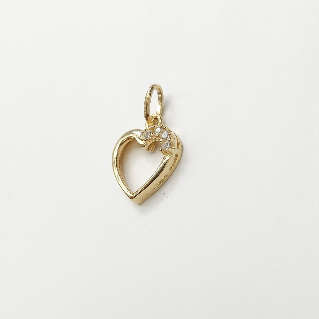 DIJE CORAZON CON CIRCONIAS 14K 1.4 GR (NUEVO)