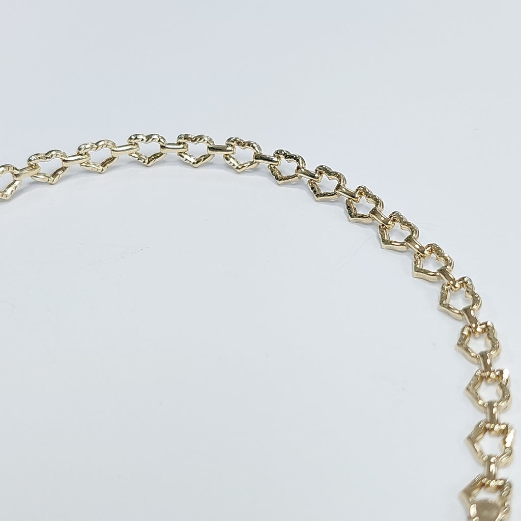 PULSERA ESPECIAL CON CORAZONES 14K 18 CM 4.1 GR (NUEVO)