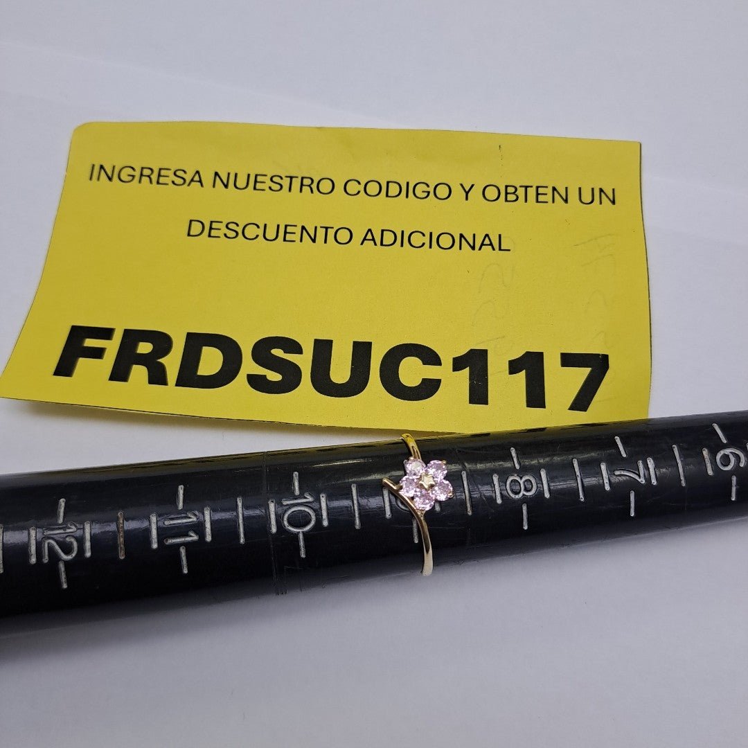 ANILLOS FLOR CON PIEDRA DE COLOR 14K TALLA 9 1 GR (NUEVO)
