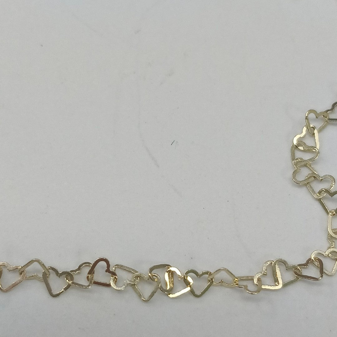 CADENAS TEJIDO CORAZONES ORO 10K 55 CM 1.6 GR (NUEVO)