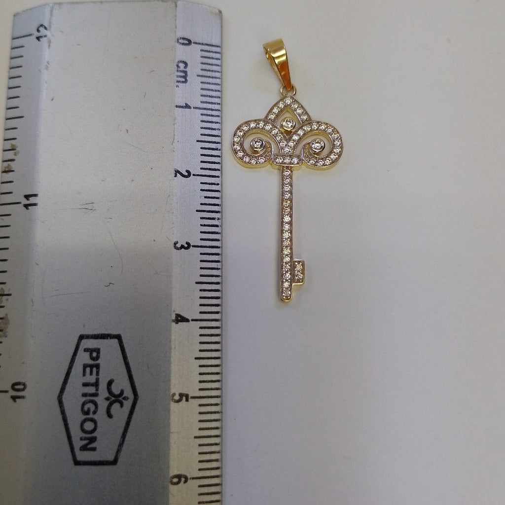 DIJE LLAVE C CIRCONIAS 14K 1.6 GR (NUEVO)