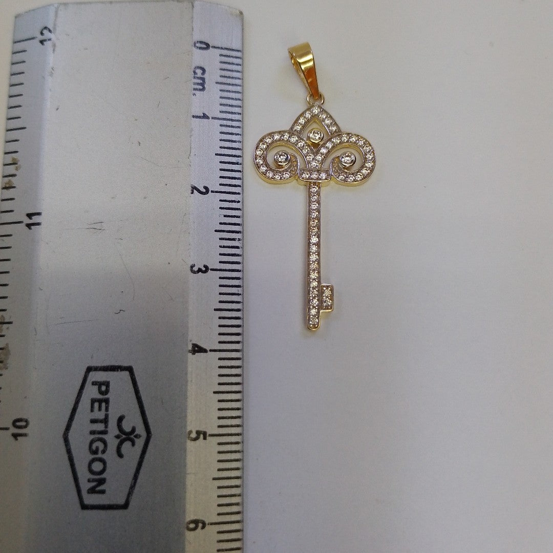 DIJE LLAVE C CIRCONIAS 14K 1.6 GR (NUEVO)
