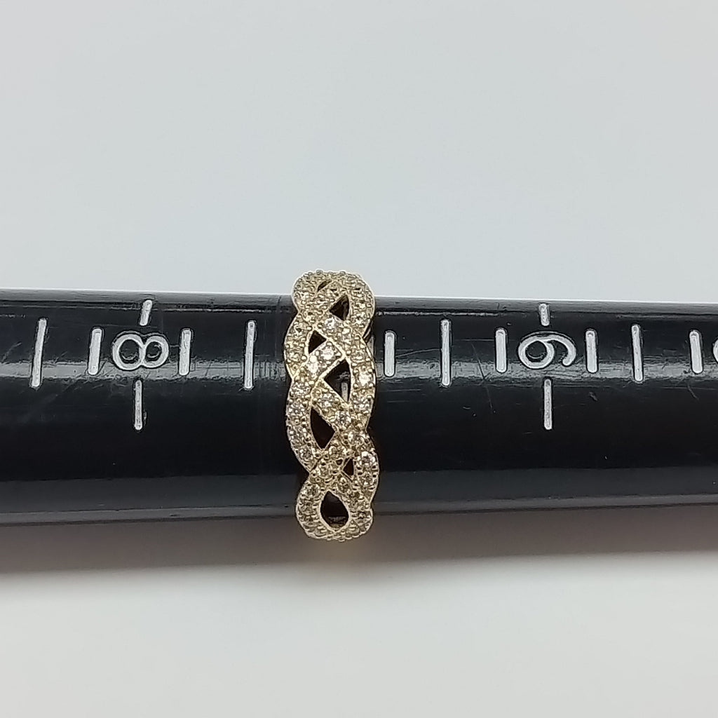ANILLOS TRENZADO CON CIRCONIAS 14K TALLA 7 2.6 GR (NUEVO)