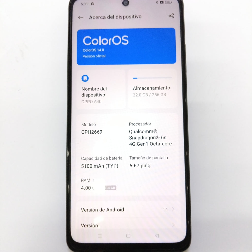 CELULAR OPPO A40 CPH2669 (2024) 256 GB 4 GB RAM (SEMINUEVO)