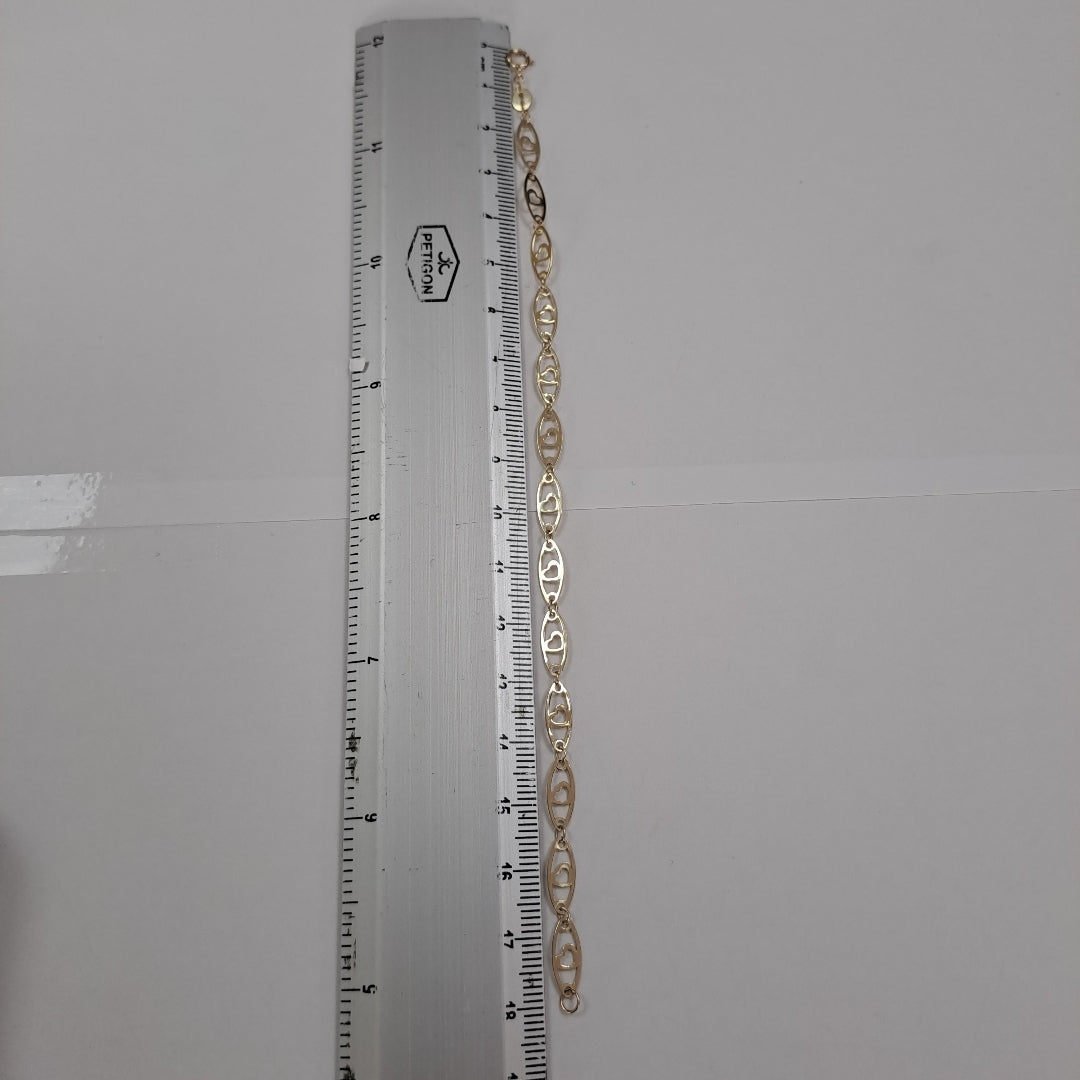 PULSERA TEJIDO ESPECIAL CON CORAZON 14K 18 CM 1.3 GR (NUEVO)
