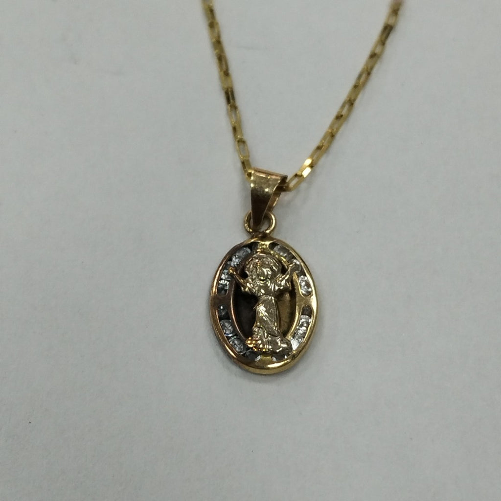 CADENA, MEDALLA RELIGIOSA ORO 14 K 1.6 GRMS (SEMINUEVO)